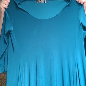 Blue dress with cut out ruffle bottom